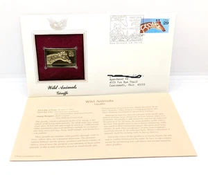 Estampilla postal de animales salvajes jirafa oro 22kt USPS 1992 - Imagen 1 de 3