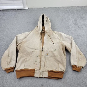 Carhartt VTG Duck Canvas Jacket Mens XL Work Hooded Thrashed Distressed - Picture 1 of 13