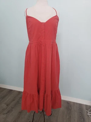 Vestido Davi & Dani 2XL Midi 100% Algodón Rojo Bolsillos Más Correas Cottage Core Boho Foto 1 de 4