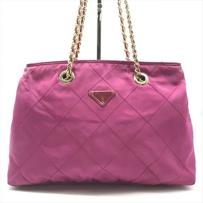 Borsa Prada trapuntata in nylon con catena rosa vintage autentica - Immagine 1 di 4