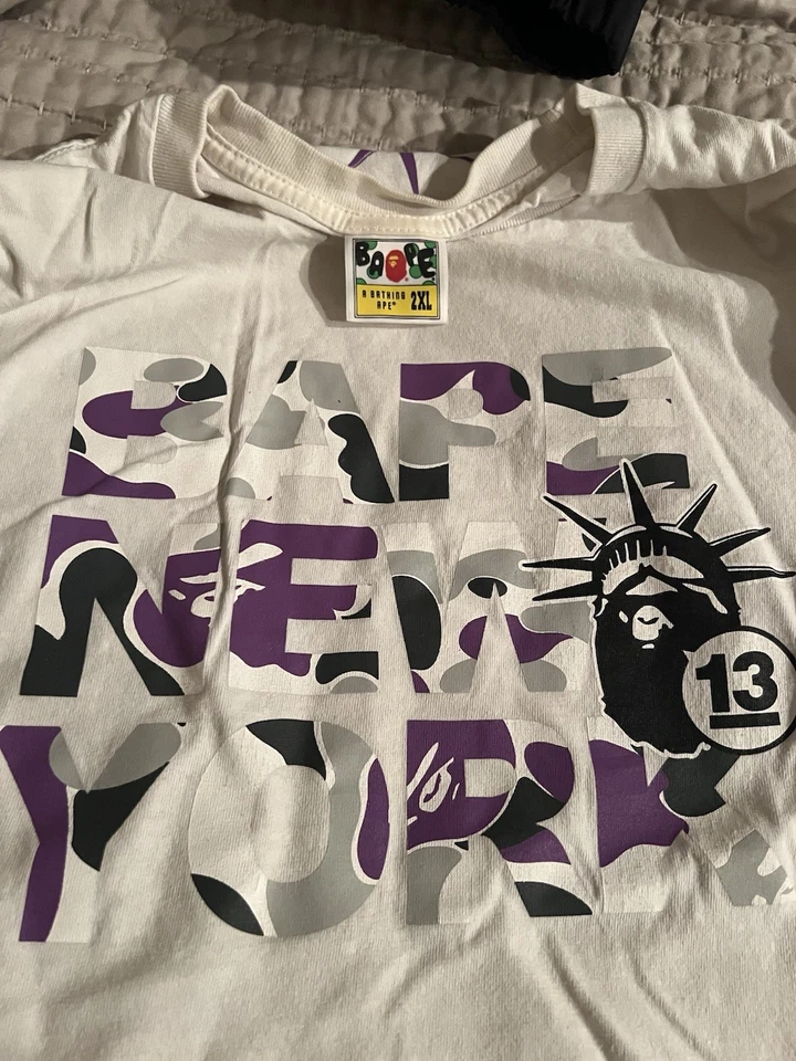 A Bathing Ape New York Men's Long Sleeve T-Shirt 2XL Purple Camo - Image 1 of 3