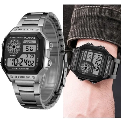 Men's Watch Stainless Steel Bracelet Analog Square Dial Business Wristwatch Gift - Image 1 of 4