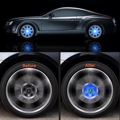 4PCS 60mm Self-Powered Floating LED Wheel Hub Light Caps For Maserati Blue - Image 1 of 4