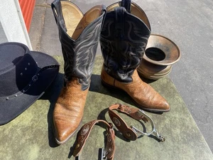 Botas Tony Lama Para Hombre 8.5 D Dos Tonos Elefante Cuero de Vaca Repujado - Imagen 1 de 14