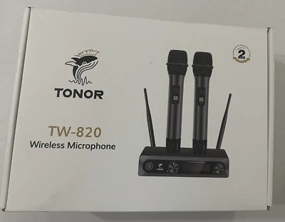 TONOR Wireless Microphone Metal Dual Professional UHF Cordless Dynamic Grey NIB - Image 1 of 4