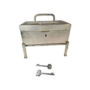 Small Distressed Metallic Gold/Silver Finish Industrial Metal Tool Box/Chest  - Picture 1 of 20