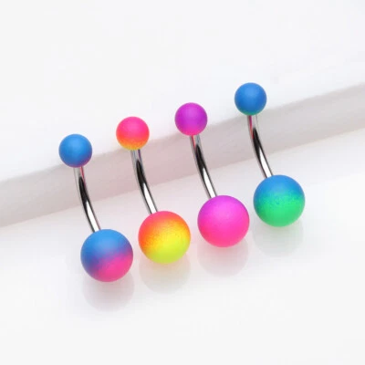 4 Pcs of Duo Tone Rubber Coated Steel Belly Ring Package - Image 1 of 2