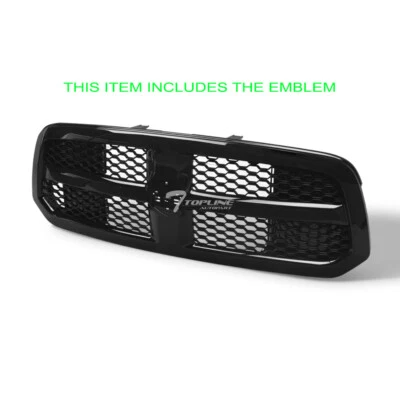 Topline For 2013-2018 Dodge Ram 1500 OE Honeycomb Mesh Front Grille Black+Emblem Foto 1 de 4