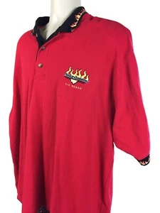 Vintage 90''s Harley Davidson Las Vegas Cafe Flames Polo Shirt Size XL Q29 - Picture 1 of 9