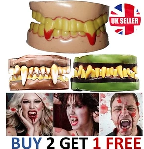 Retractable Vampire Teeth Fangs Halloween Party Cospaly Dentures Costume - Picture 1 of 12