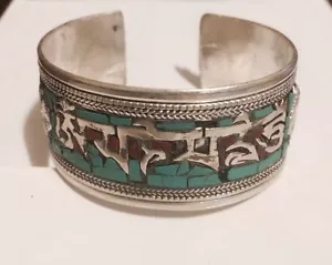 White Metal Mantra Ingraved Bracelet - Picture 1 of 3