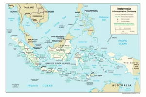 Impresión de póster de mapa de provincia política administrativa de Indonesia país nación - Imagen 1 de 1