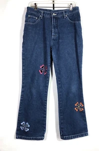 Vintage Flower Cut Out Flare Blue Jeans By No Boundaries Juniors 11 100% Cotton - Picture 1 of 11