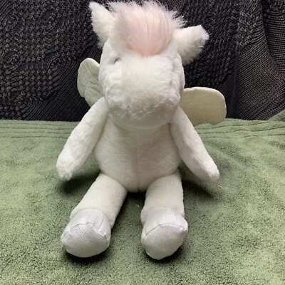 Pottery Barn трудно найти милый безопасности плюшевая лошадь белый розовый крылья ангел серебро - Изображение 1 из 4