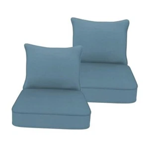 Indoor/Outdoor Deep Seat Patio Cushions seat(24x24x5.1 24"x24" Light Blue - Picture 1 of 7