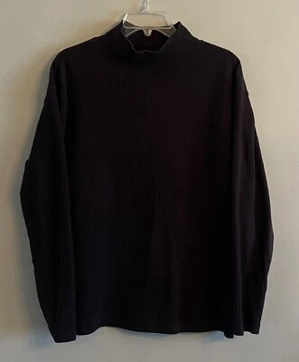 Women's Eddie Bauer Ribbed Mock Turtleneck Long Sleeve Black Cotton Size Small - Image 1 of 4