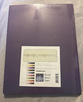 BAZZILL 25 Sheets Monochromatic Cardstock 8.5"x11" Purples 5 Shade Per Color - Image 1 of 4