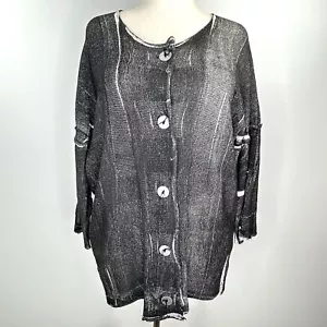 Skif Cardigan Womens OS Black White Oversized Boho Lagenlook Artsy Skifo Sweater - Bild 1 von 12