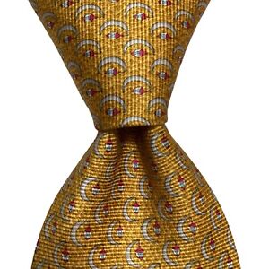 BVLGARI Sevenfold Mens 100% Silk XL Necktie ITALY Luxury MOON LANTERN Yellow NEW