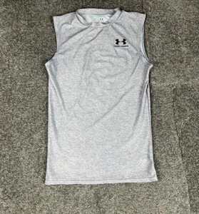 Under Armour Compression Tank Mens Medium Grey Left Chest Training Singlet Shirt - Picture 1 of 10