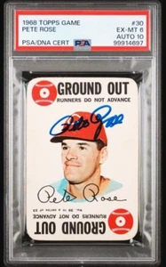 1968 Topps Pete Rose Game Signed Baseball Card PSA 6 DNA Certified Auto 10 HOF - Picture 1 of 3