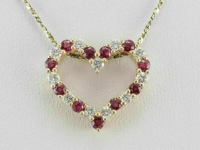 1.50CT Round Lab Created Ruby Diamond Women's Pendant 14K Yellow Gold Plated - Image 1 of 4