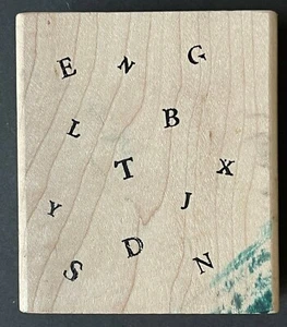 Mixed Jumbled Scattered Alphabet Letters Wood Rubber Stamp - Picture 1 of 2