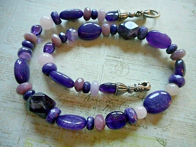 Collar de cuentas de amatista Carolyn Pollack Relios de plata de ley 925 M7512C Foto 1 de 4