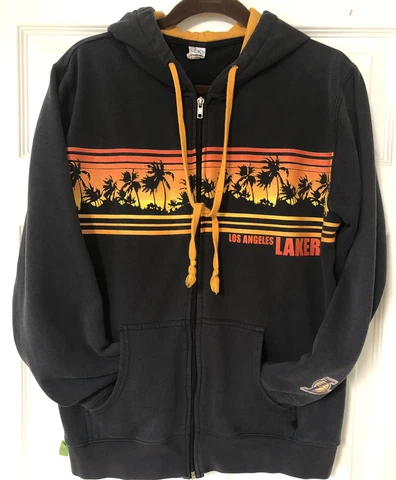 Ocean Pacific Los Angeles Lakers Vintage Sweatshirt Zipper Hoodie RARE Jacket OP Cover