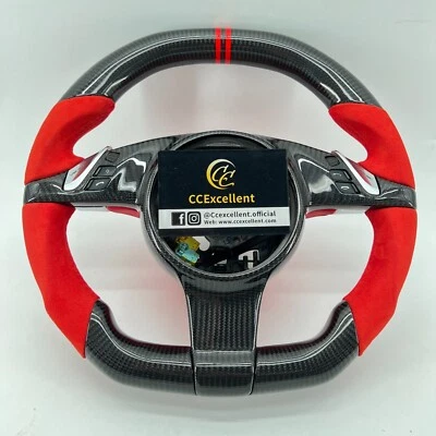 Volante de fibra de carbono para Porsche Panamera Cayenne Pamela Boxster 911 981 Foto 1 de 4