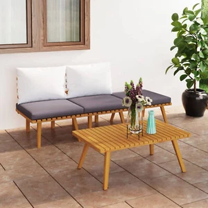 4 Piece Garden Set with Cushions Solid Acacia Wood S4I1 - Picture 1 of 10