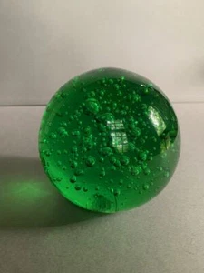 vintage MCM Modern blown green glass bubble paperweight 1960s Murano Italy  - Picture 1 of 5