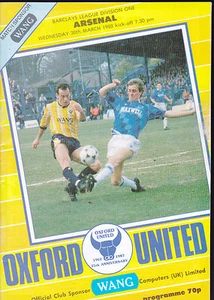 Oxford United V Arsenal 1987/88 30-03-1988 División 1 - Imagen 1 de 1