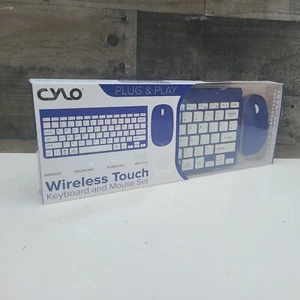 Metallic Blue Wireless Keyboard & Mouse Combo Ergonomic Scissor Key Anti slip - Picture 1 of 12