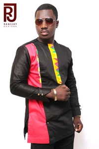 Men's African Fashion Wear Kente Multicoloured Long Sleeve Shirt Men's Clothing - Picture 1 of 4