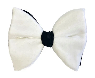 Pajarita de terciopelo blanco vintage con clip de mariposa grande de gran tamaño años 70 Foto 1 de 2