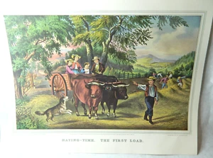 Currier and Ives Haying Time. The First Load Lithograph Reprint 9x13.5 inch. SH1 - Picture 1 of 5