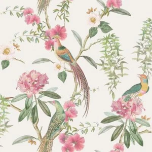 Arthouse Exotic Garden Birds Pink & Green Wallpaper 924907 - Picture 1 of 5