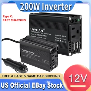 200W Car Power Inverter DC 12V to AC 110V Converter With USB Fast Charging Mini - Picture 1 of 13