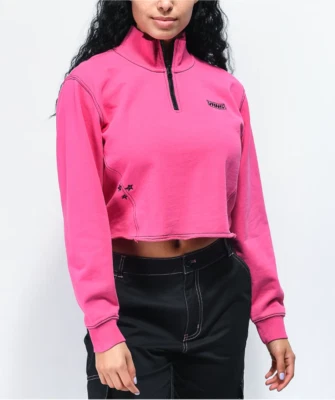 Sudadera corta Vans Thread It rosa media cremallera cuello falso talla M Foto 1 de 4
