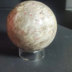 Natural Crystal Pink Tourmaline Sphere with clear base - Picture 1 of 12