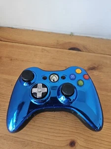 Xbox 360 Chrome Blue Official Wireless Controller Game Chrome D-Pad - Picture 1 of 5