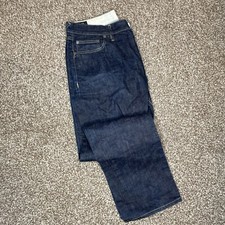 Hiut Denim Co Mens 36x32.25 Jeans Dark Blue Straight Leg Button Fly