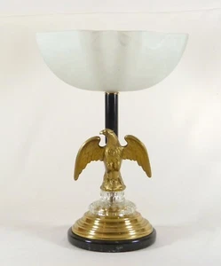 Stately Federal Style Eagle Compote Centerpiece Brass Glass Marble 15.5" x 10.5" - Picture 1 of 6