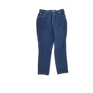 Denim & Co Back Elastic Straight Leg Damen Gr. XL Dark Wash Blau Denim Jeans - Bild 1 von 5