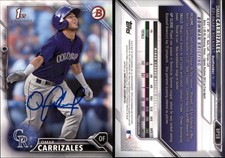 Omar Carrizales Signed 2016 Bowman #BP58 Card Colorado Rockies Auto AU