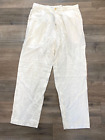 Polo Ralph Lauren lniane męskie 32X30 mieszanka jedwabiu z kości słoniowej chino rekreacyjne spodnie plażowe