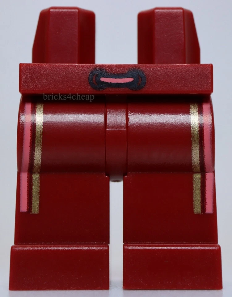 Lego Dark Red Hips and Legs with Coral and Gold Vertical Stripes Pattern - Image 1 of 1