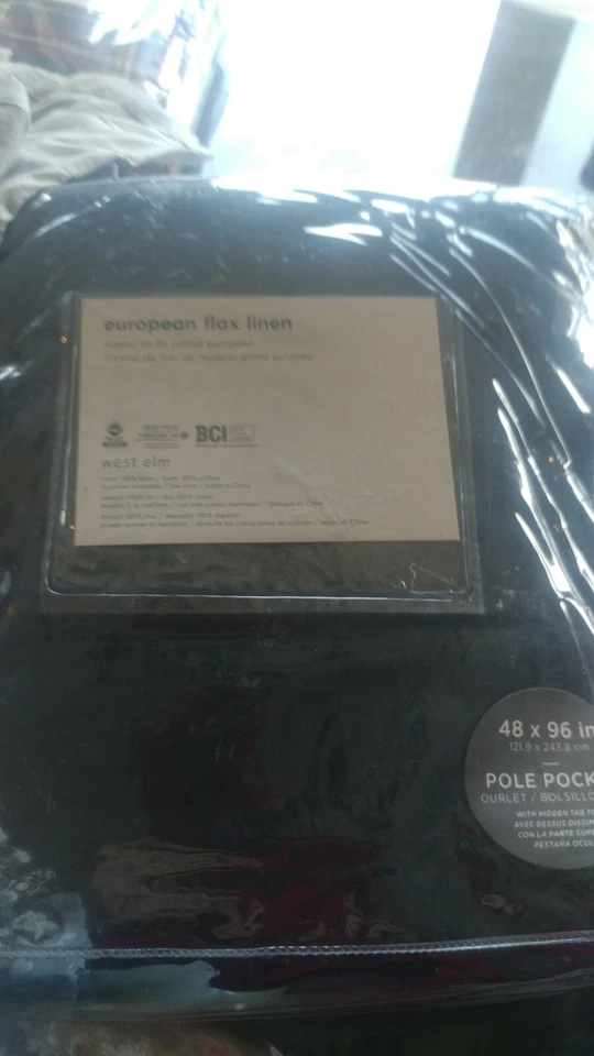 2 West Elm European flax Curtains drapes panels midnight blue 48 96 New refolded - Image 1 of 1