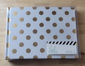 Heidi Swapp MINI ALBUM #314019 White w/Gold Polka Dots 32 Sheets 8.5"x6.75" - Picture 1 of 3